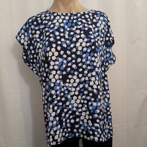 HALOGEN Navy, Blue & White Top Women's Size Small